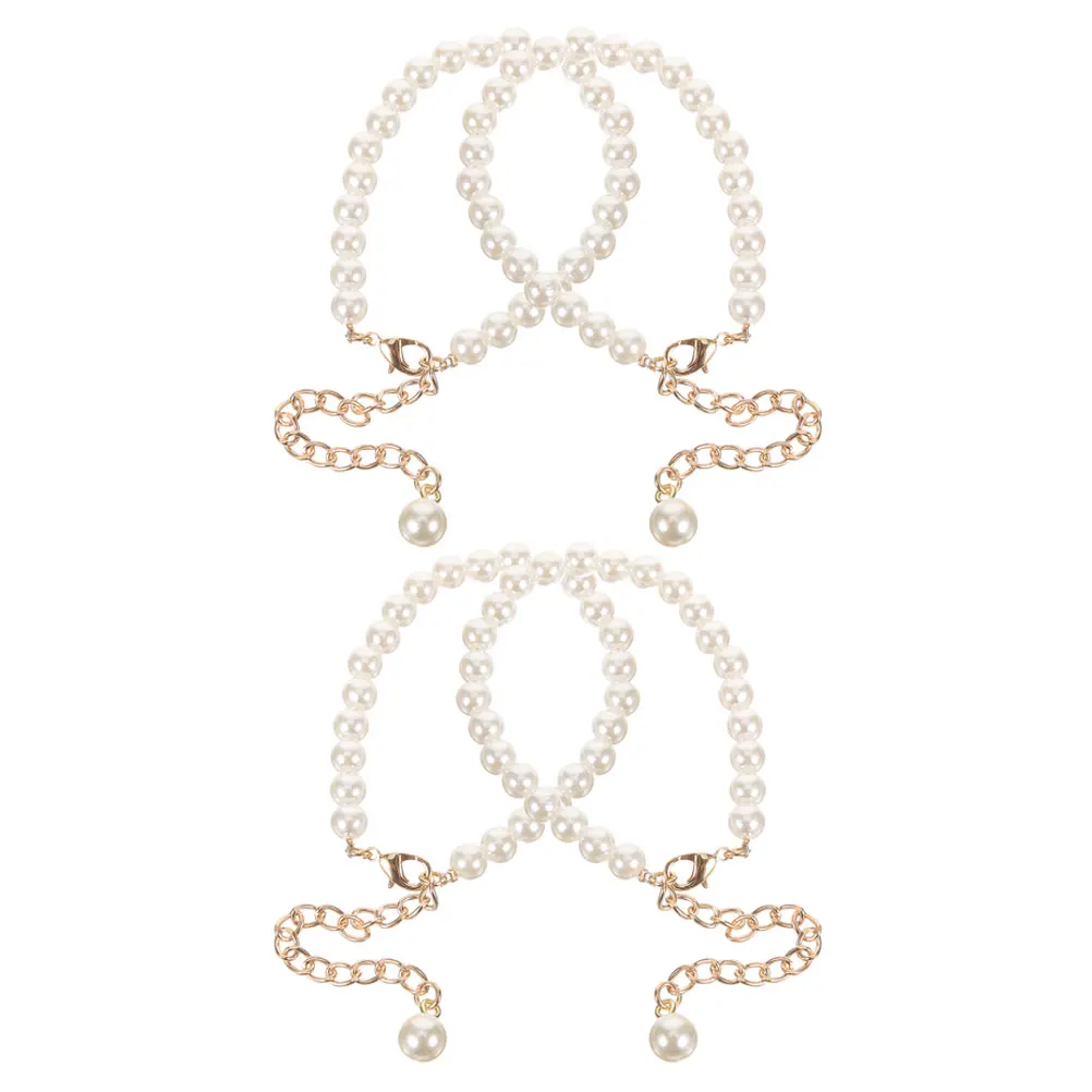 

High Heels Pearl Chains Shoe Straps Detachable It Can Move Ankle for Lace Plastic High-heeled Laces