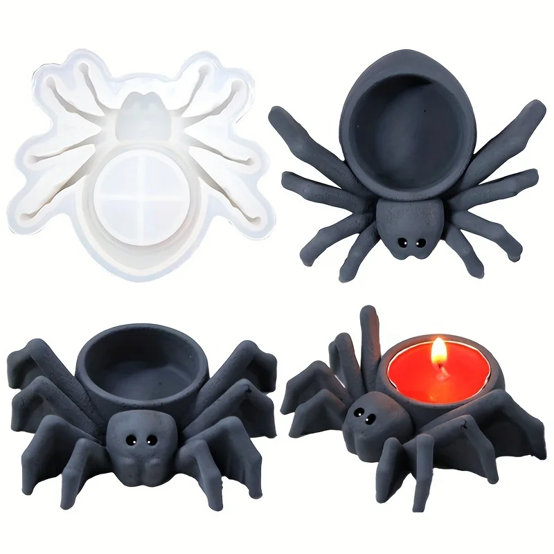 Moldes de Resina para Castiçais de Aranha, Moldes de Silicone para Castiçais, Castiçais de Resina Epóxi com Formato de Animais, Moldes para Fundição, Joias DIY