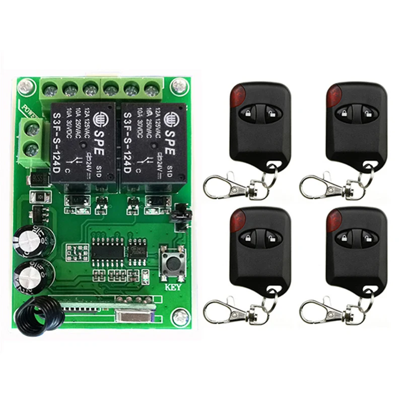 DC24V 2CH Wireless Remote Control Switch System Receiver+cat eye Transmitters for Appliances Gate Garage Door shutters/ lamp