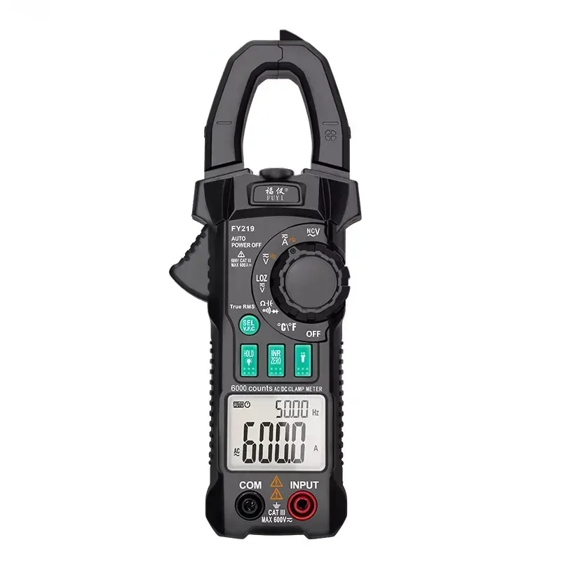 High-precision true RMS automatic range FY219 AC/DC digital clamp meter multimeter, the range is 0-600V/0-600A