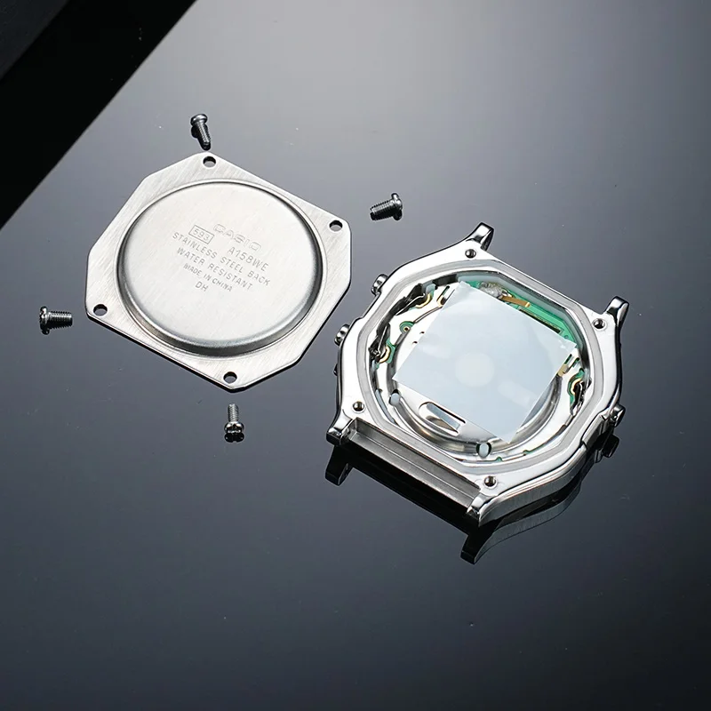 Solid modified case for Casio small square A158W A159W stainless steel movement modified metal solid stainless steel case DIY