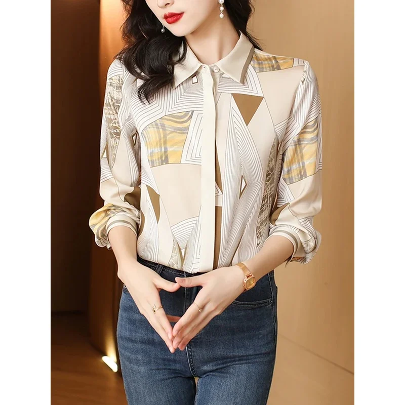 New Spring Women Blouse Office Ladies Shirts Fashion Printed tops Blusa Mujer image 2