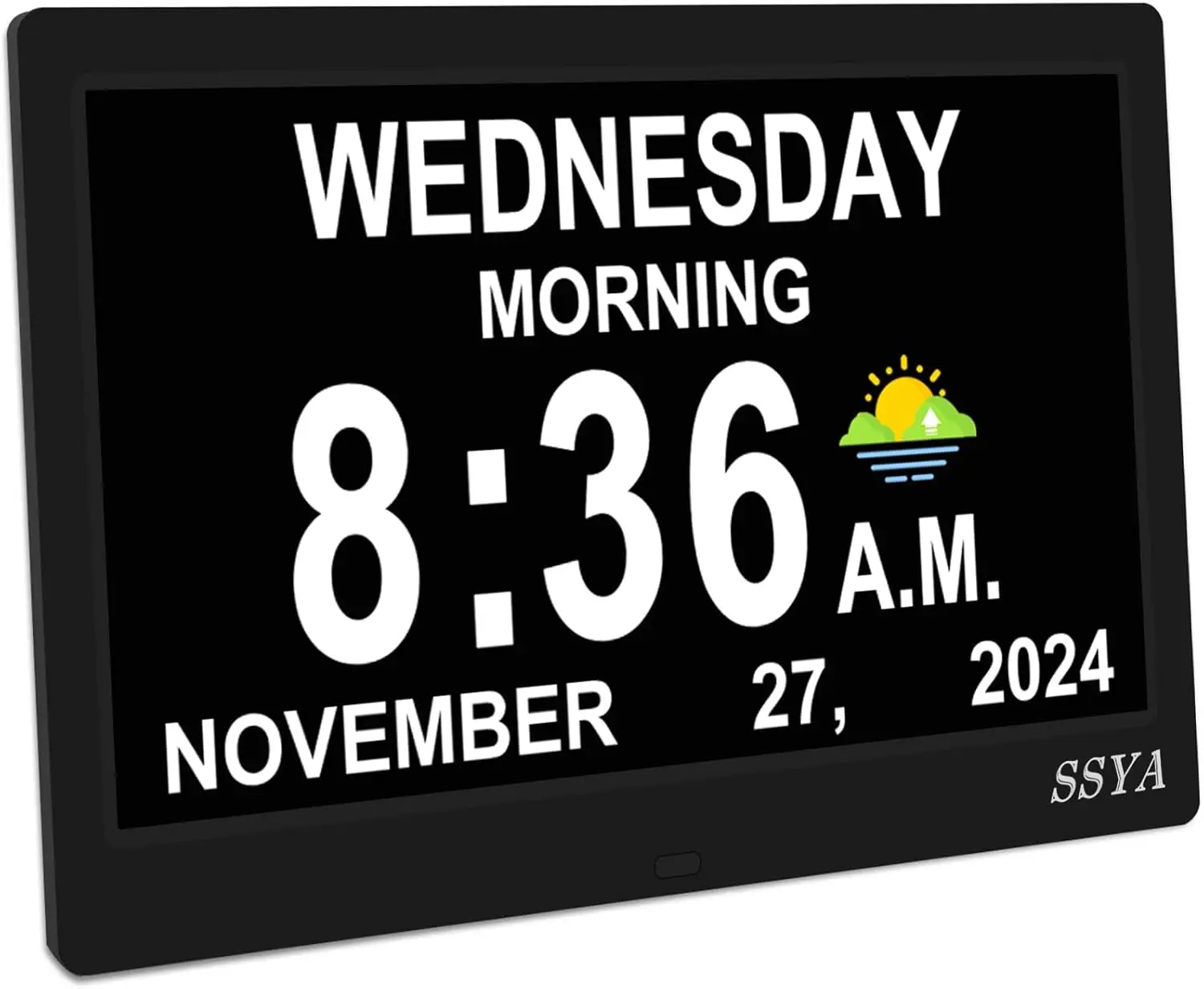 

Large Digital Clock with Date & Day, Auto DST, 7 Display Modes, 12 Alarms for Easy Time Management (Black)