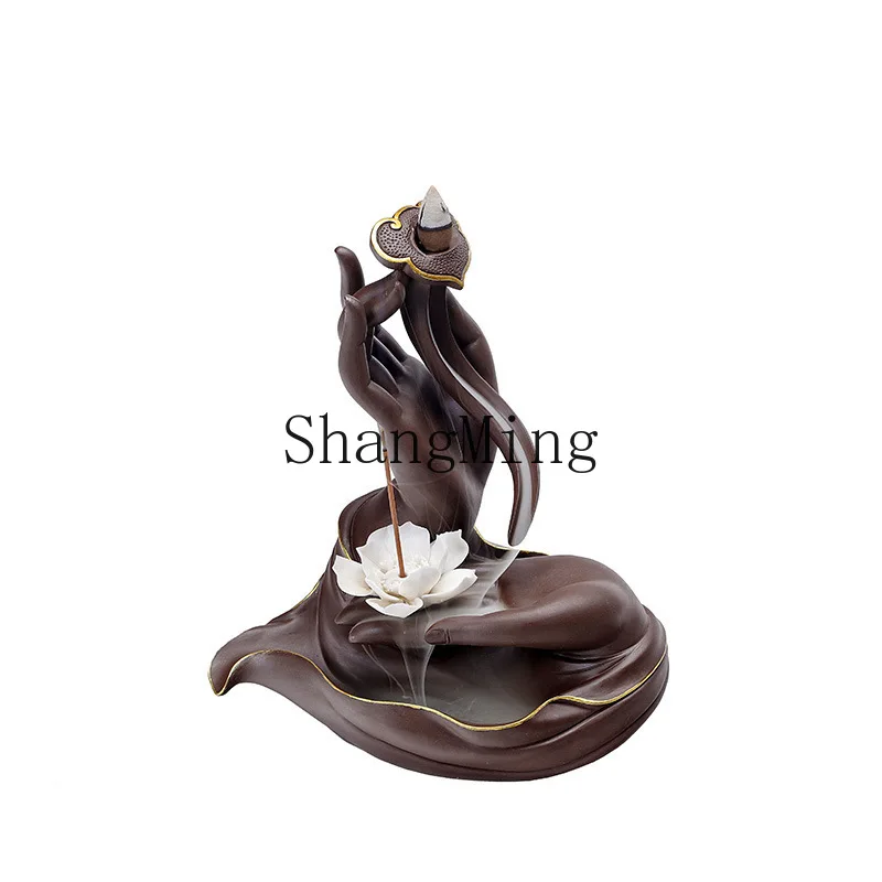

PYH Bergamot Backflow Incense Burner Household Sandalwood Calming Backflow Indoor Incense Purple Sand Ornament