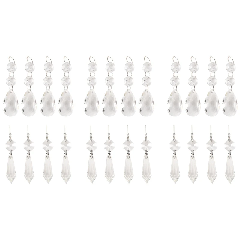 72 Pcs Chandelier Crystal Prisms Pendants Set 38 Mm Clear Teardrop Icicle Chandelier Crystals Parts Replacement Crystals