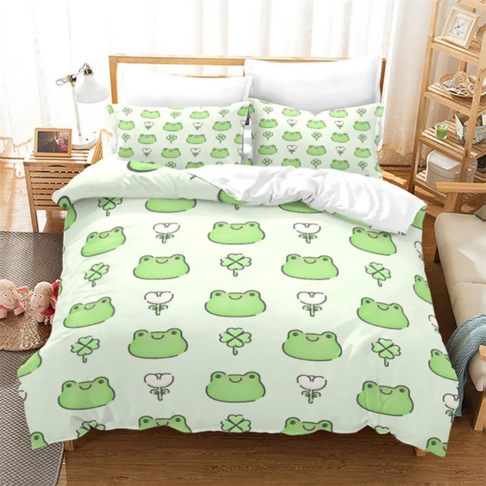 

Lovely Green Frog Duvet Cover Set Baby Alpaca Bed Linen Horse Soft Bedding Set With Pillowcase For Girls Boys Gift Bedroom Decor