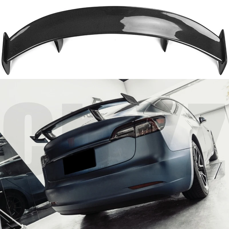 For 2019 2020 2021 2022 2023 Tesla Model 3 Y S 100% Forged Real Carbon Fiberhighquality Rear Spoiler Trunk Lid GT Cmst Style