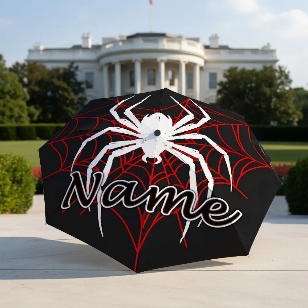 Custom Name umbrella,Spider Web Pattern Umbrella Fashion Folding Umbrella for Sunny and Rainy Days,Christmas Gift