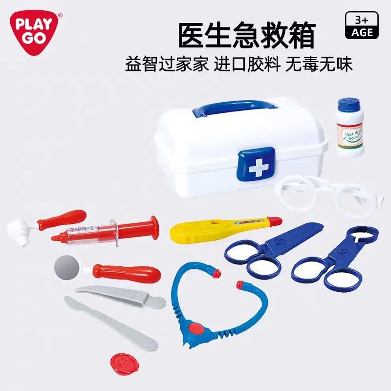 PLAY GO ชุดปฐมพยาบาลหมอชุดกล่องยาแบบพกพาจำลอง, ของเล่นบ้านเด็ก, การเล่นบทบาทสมมติของทารก