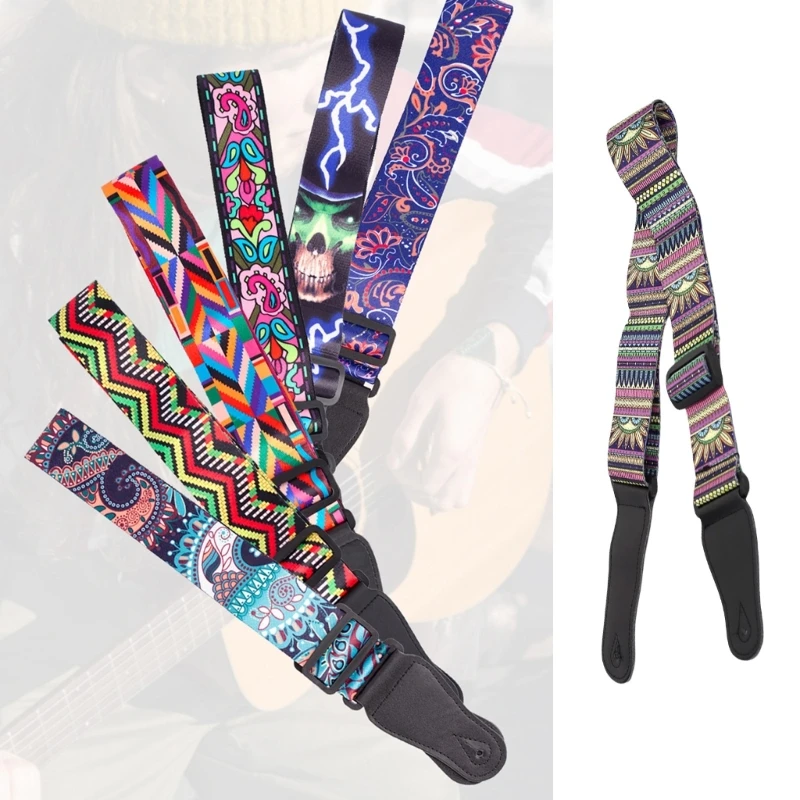 1Pc Guitar Strap High Quality Adjustable Strap Various Styles Available with Leather Ends for Electric Guitar Bass Accessories