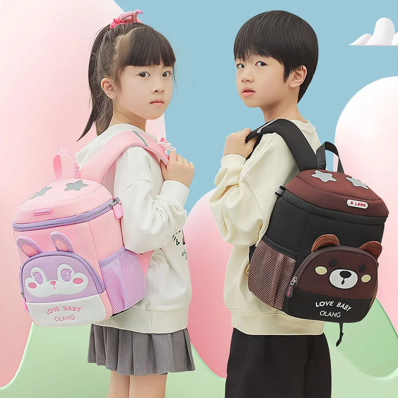 New Brown Bear School Bags for Boys Cute Fox Kids Bag Toddler Children Anti-lost Bookbag Girls Kawaii Backpack Mochila Escolar