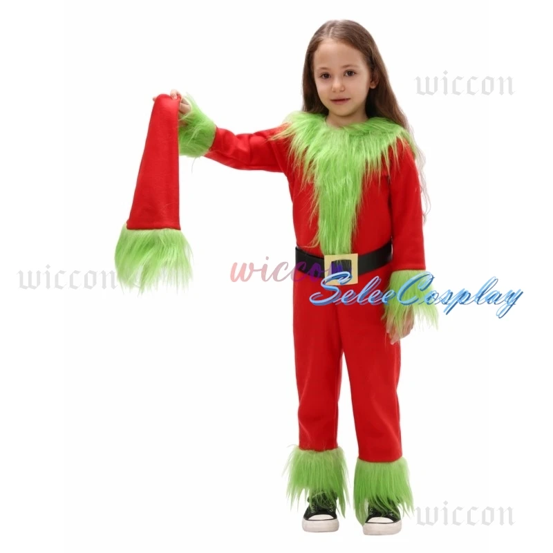 Christmas Costume Explosive Genie Thief Green Hairy Monster Grinnch Cosplay Costume Santa Claus With Pantsuits Play Clothing