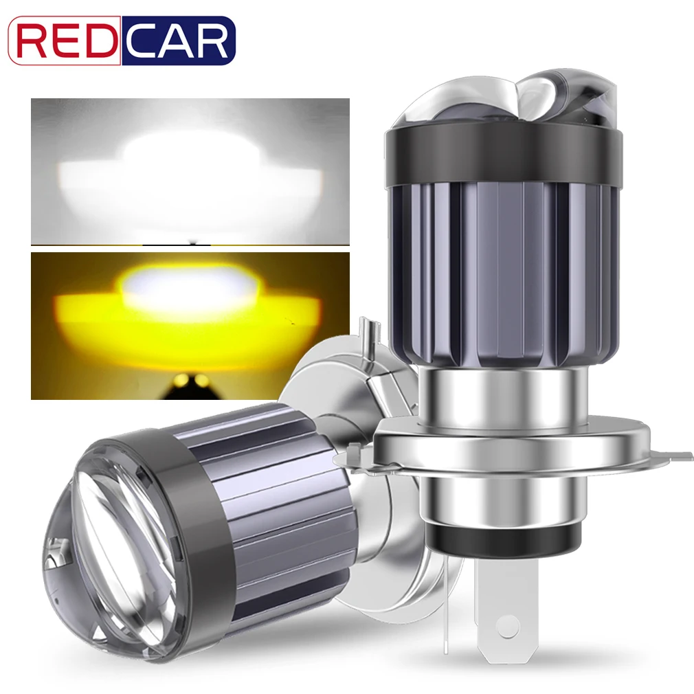 30000LM H4 BA20D H6 LED Motorcycle Headlight Bulb Double Fisheye Lens CSP Moto LED Motorbike Lamp White Amber Scooter Lights