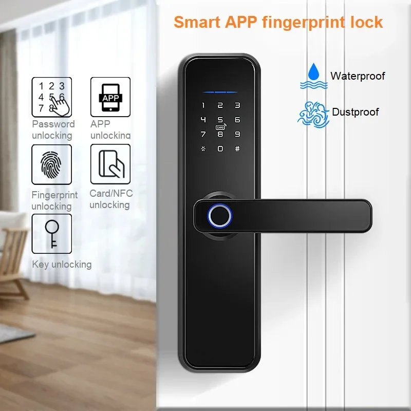 X5 Smart lock Tuya WIFI APP Remote Unlock Electrical Door Locks Fingerprint Password IC Card/NFC  TTlock APP Unlock Handle Locks