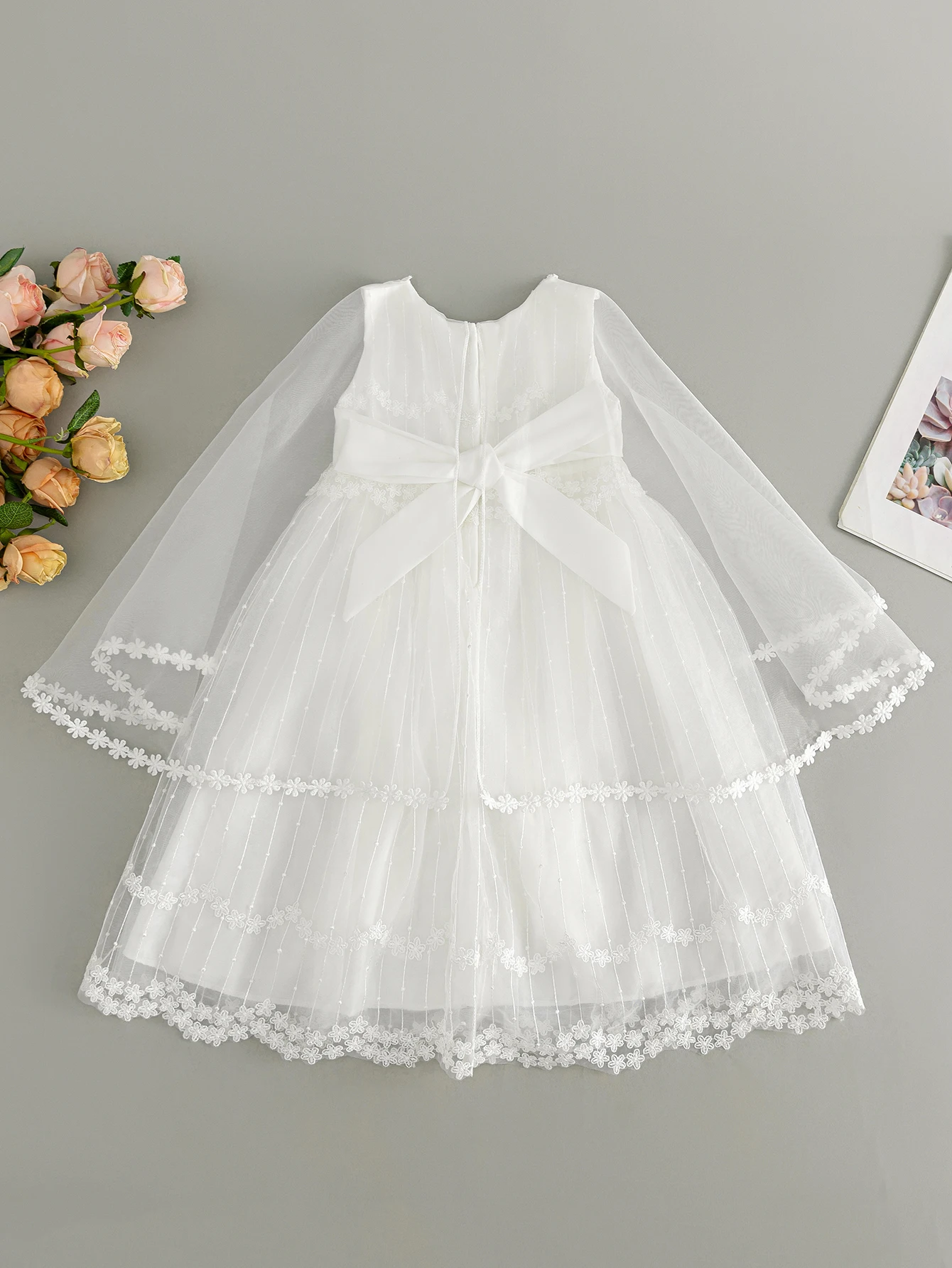 Baby Girls Dress 0-2 Years Old Birthday Wedding Gauze Skirt White Color Baby Baptismal dress