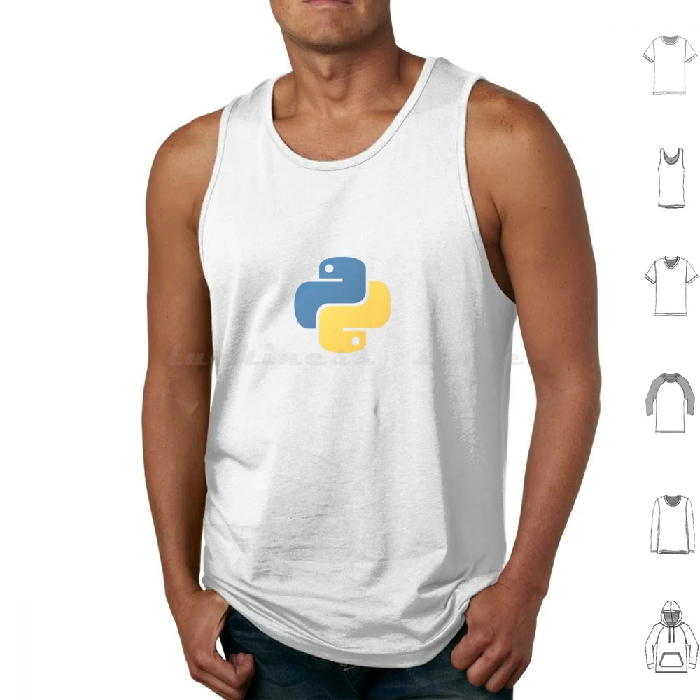 Camisetas sin mangas de Phyton con estampado de algodón, desarrollador de idiomas de programación de Phyton, aplicación de ordenador, logotipo de juego, icono Haskell, módulo Lisp 3