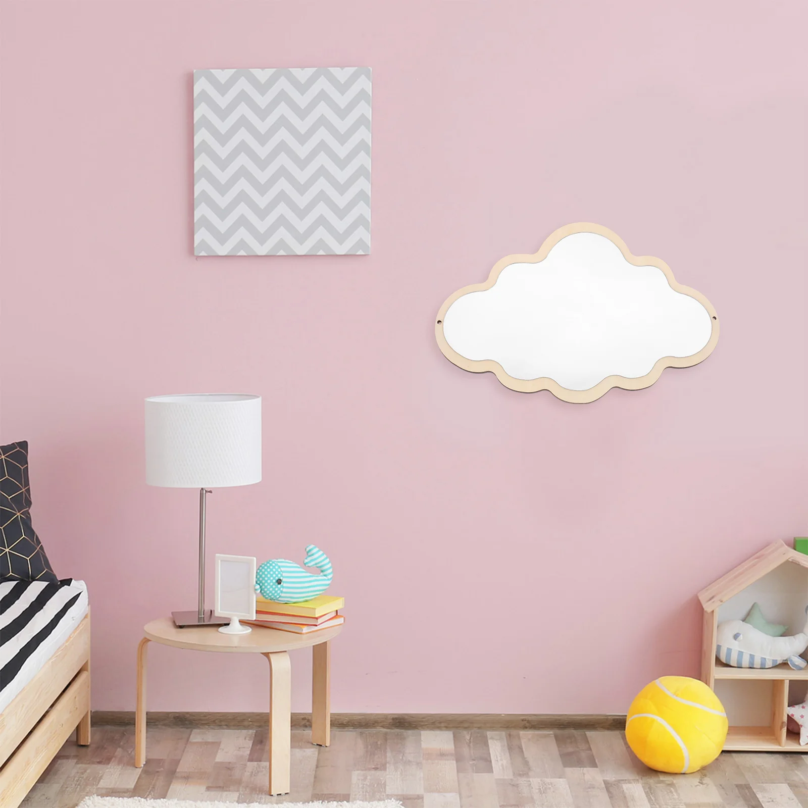 Crafts Wall Sticker Baby Decor Asymmetrical Mirror Shatterproof Wooden for Children Decoration