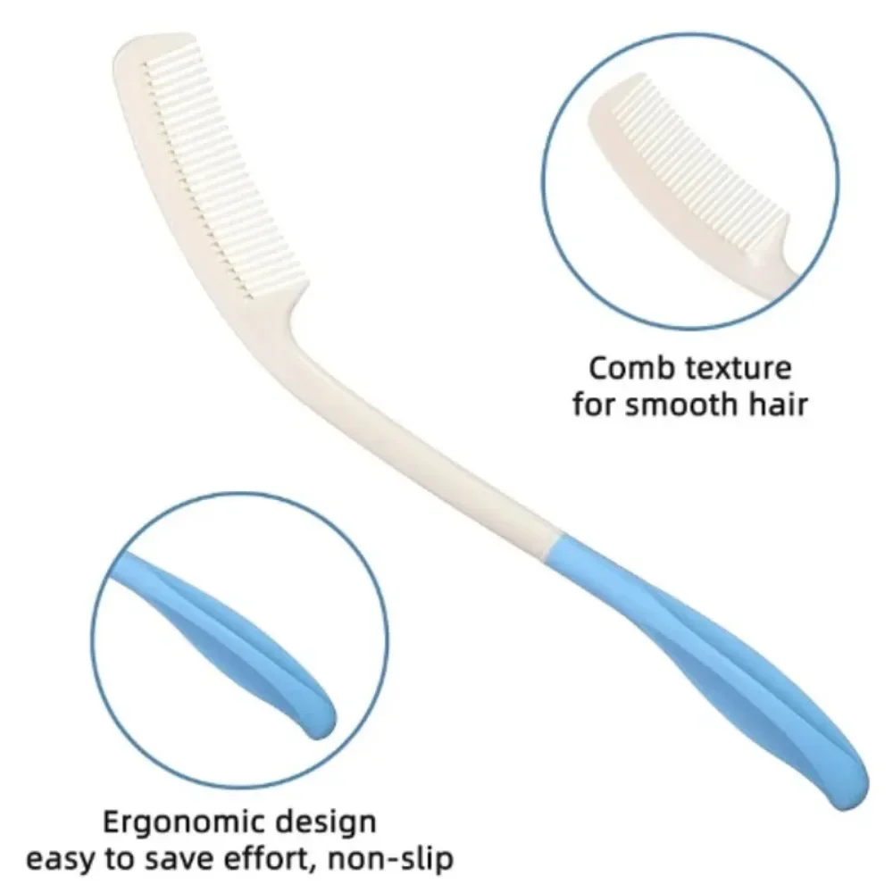 1Pcs Elderly Long Handle Comb Anti-slip Ergonomic Curved Arthritis Hairbrush Hand Disabled Patient Aid Hair Brush Health Care