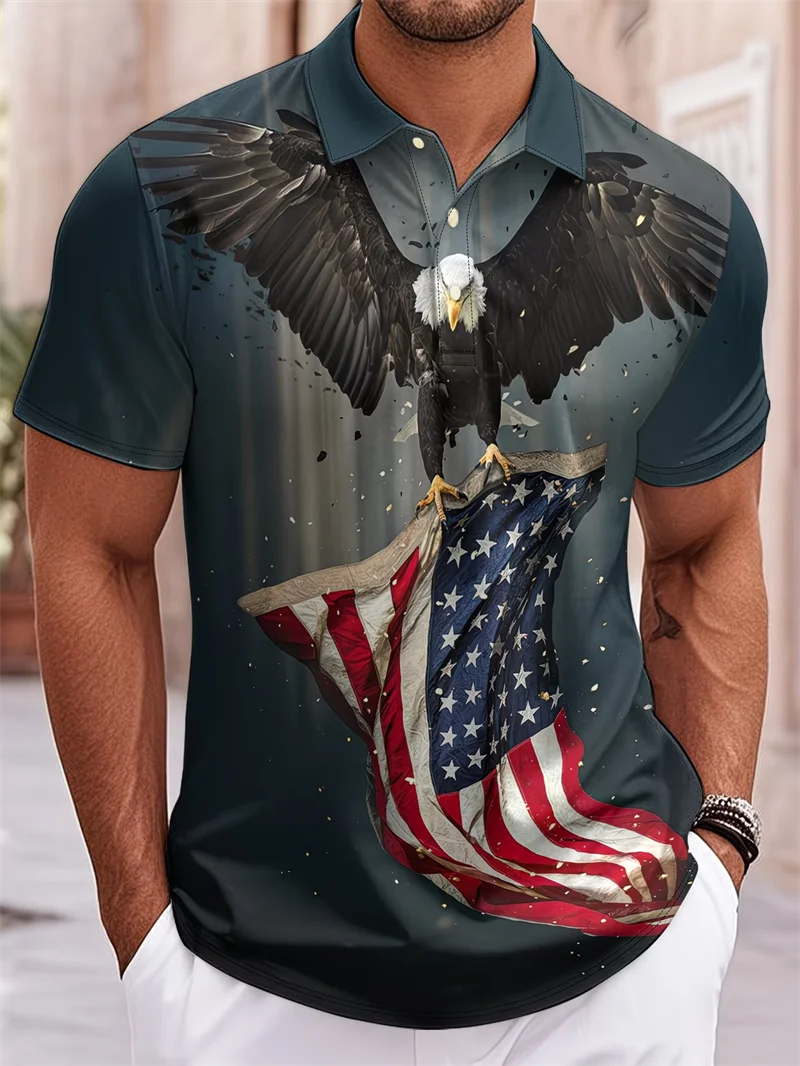 Herren Damen USA 250 Freiheitsstatue Print Paar-Poloshirt Amerikanische Flagge Patriotische Freizeit-Sportbekleidung für den Unabhängigkeitstag Polo – Detail 7