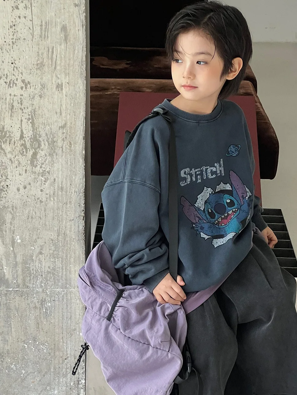 

2025 Autumn Korean Children's Clothing Children's Top Trendy Wear Out Stir Fried Cartoon Boys and Girls Interior Hoodie