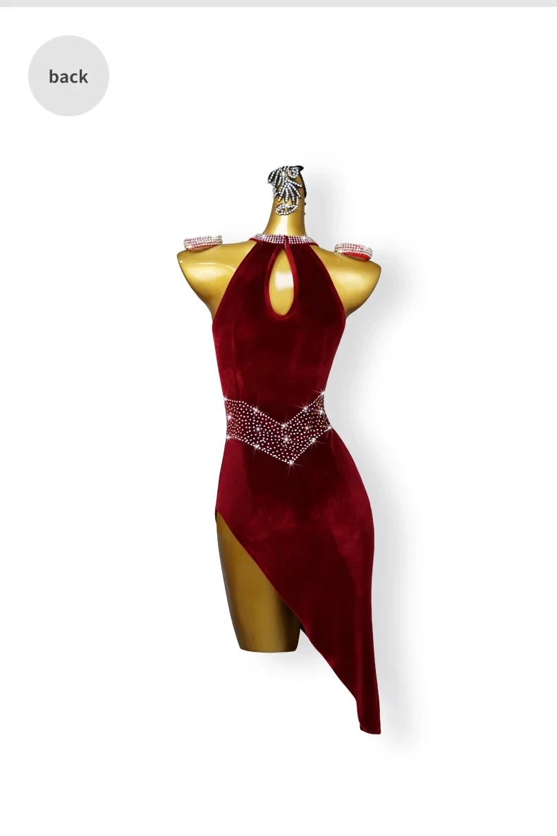 Damen-Tanzkostüm, Latein-Wettbewerb, Partys, Rock, Bühnenkostüm, Samt, Sport, Standard, Ballsaal, Abend-Jumpsuit, eleganter Samba – Detail 10