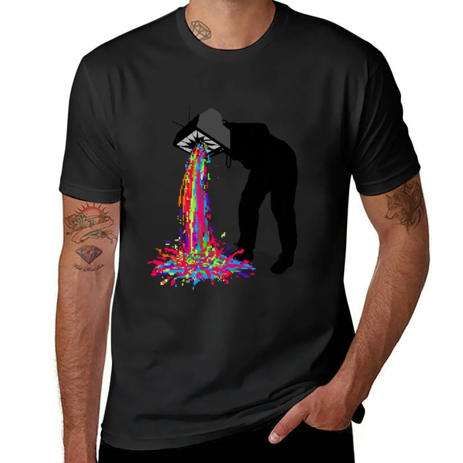 Pixel Vomit T-Shirt for a boy summer top oversized mens graphic t-shirts funny