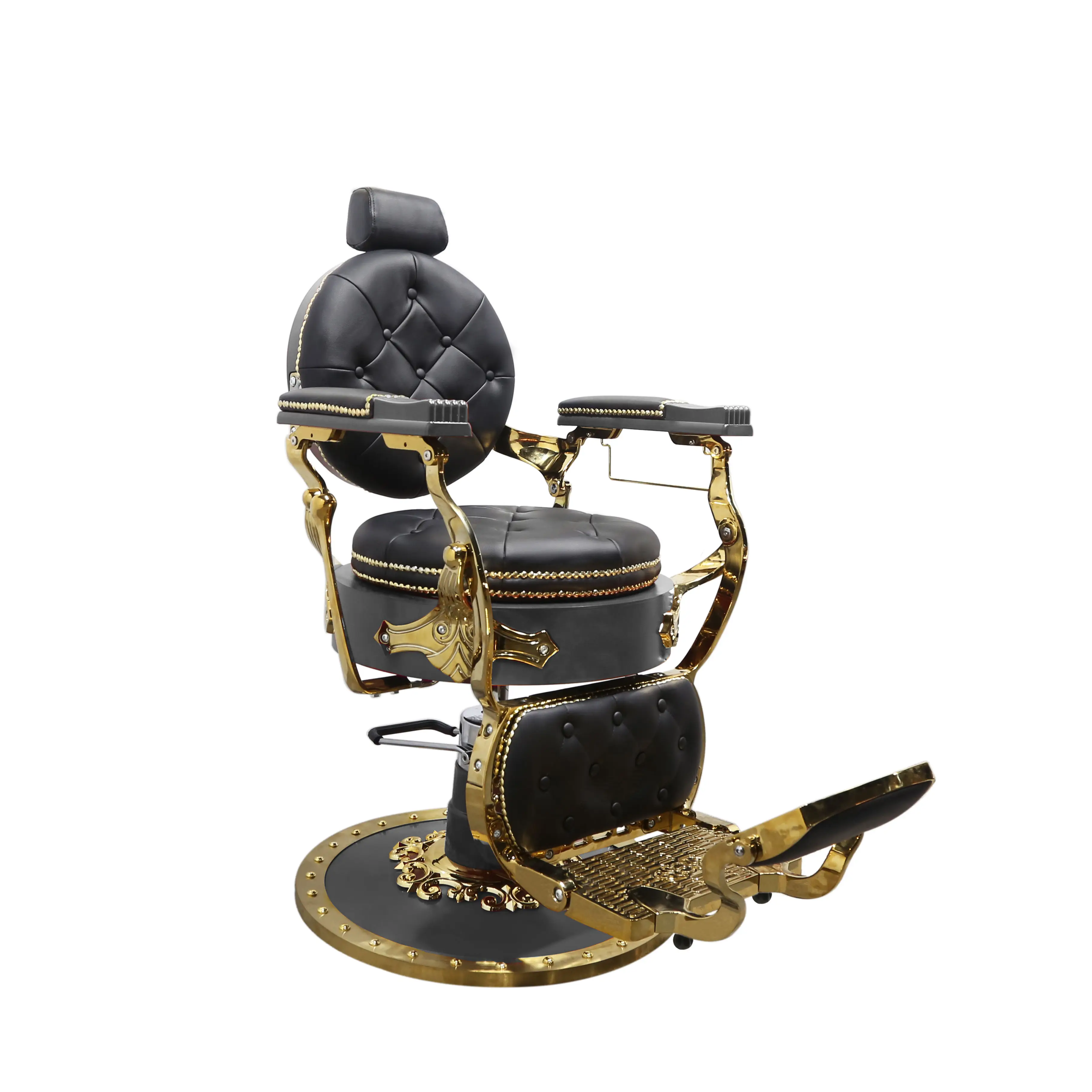 

High-end luxury gold-plated male barber chair for men's barbershop mass production in factory