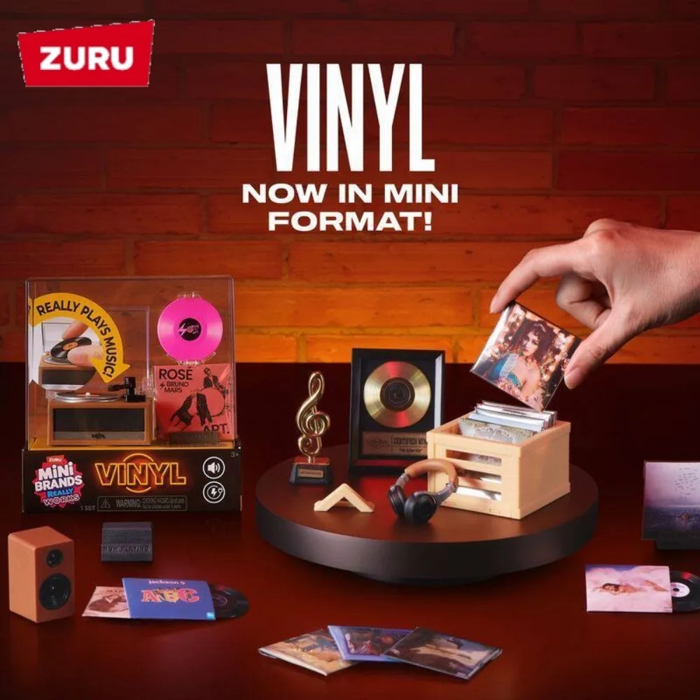 ZURU Mini Vinyl-Plattenspieler Miniatur-Spielzeug Sammlerstück Ornament Geschenk Überraschungsbox Spielzeug Mystery-Figur Überraschungsbox