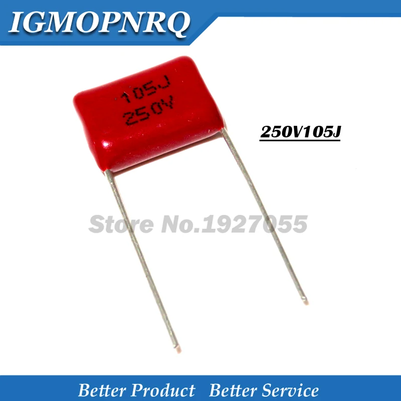 10 sztuk 250V105J Pitch 15MM kondensator folii polipropylenowej 250V 105 1uf CBB 250V105 dobrej jakości 250V105J-P15