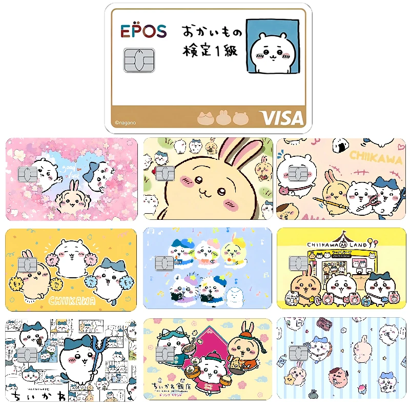 Pegatina de Anime Chiikawa Hachiware Usagi para Tarjetas de Crédito y Débito, Diseño de Dibujos Animados, Impermeable, con Chip Pequeño