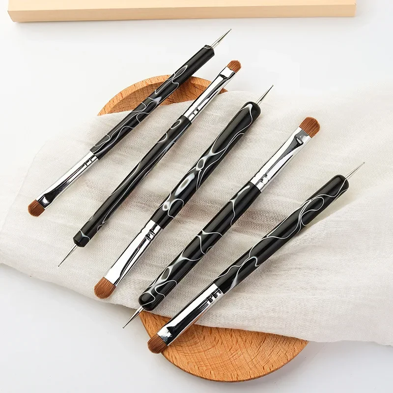 

TIANMI Kolinsky Nail Brush With Needle Dual End Nail Art Dotting Pen Drawing Liner Flower Brush DIY Manicure Accessories Tool