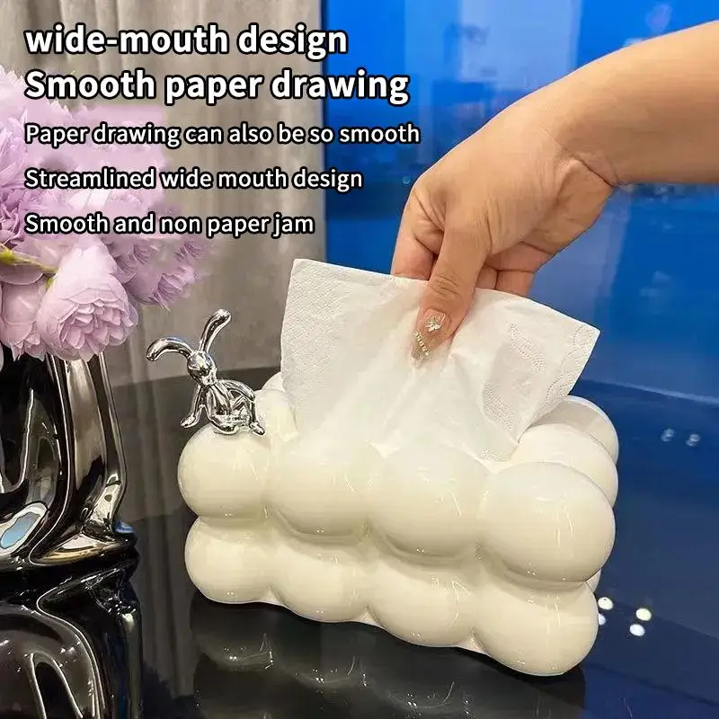 Cloud Style Tissue Box Light Luxury Creative High-End Ornament Easy to Clean for Dining Table Office Car Daily Use