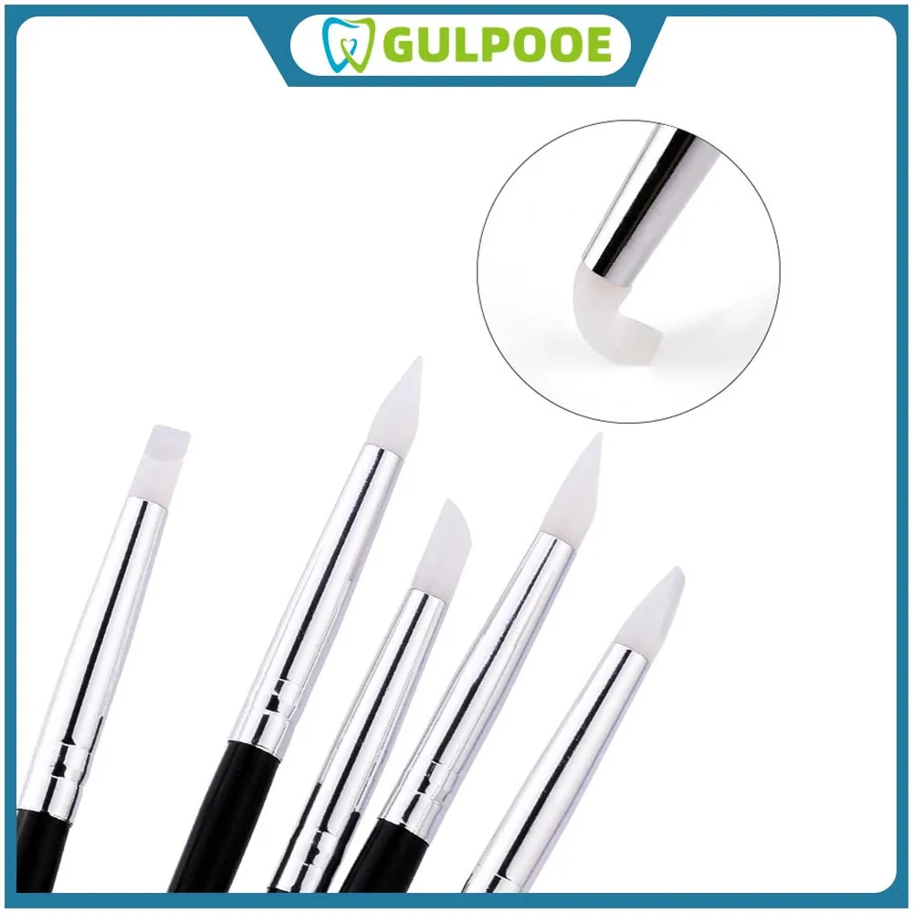 

GULPOOE 5 Pcs/Bag Dental Resin Brush Pens Teeth Brush For Adhesive Composite Cement Tooth Shaping Pen Tooth Whitening Tool