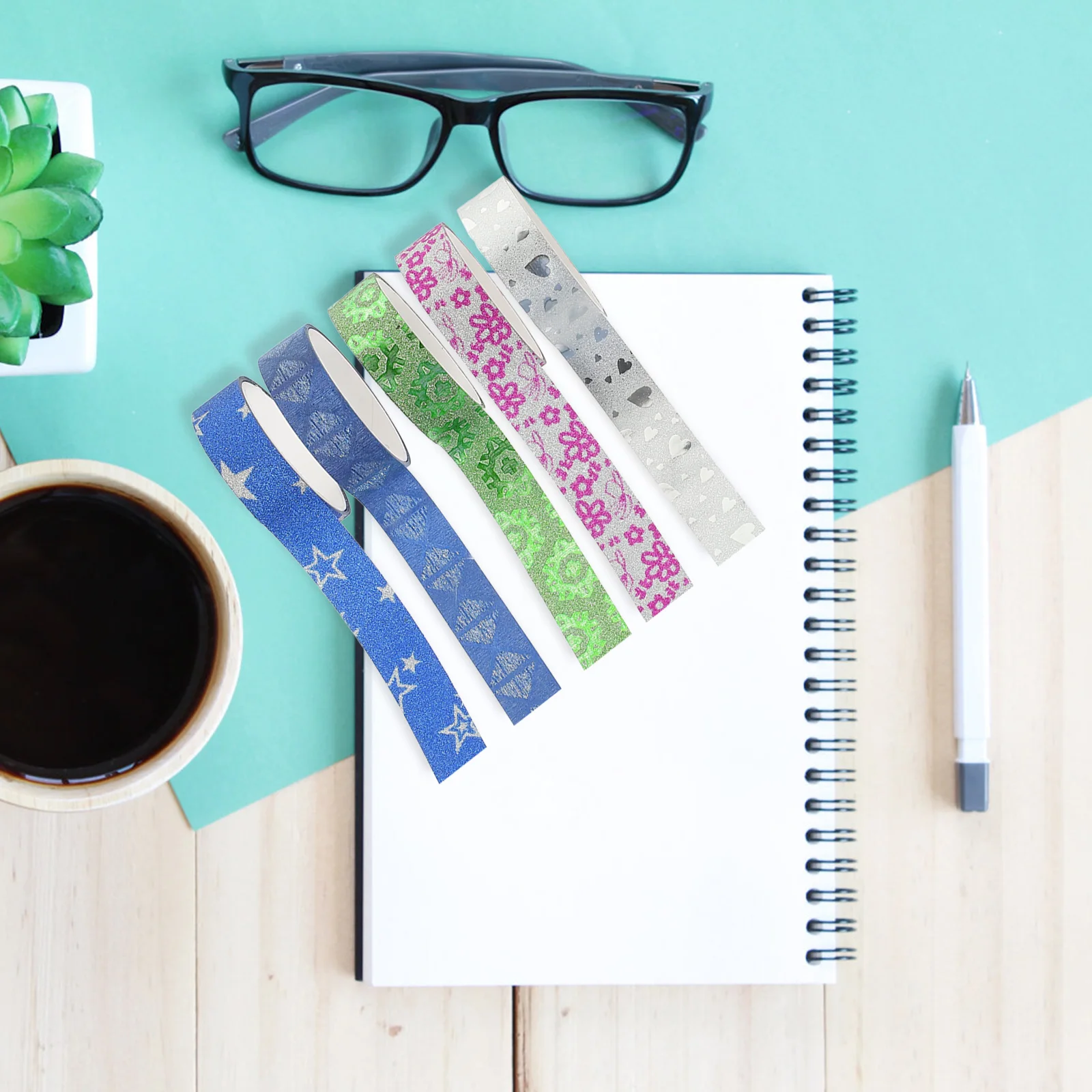 

100pcs Glitter Washi Tapes Diy Craft Adhesive Rolls For Scrapbooking Journal Party Supplies Gift Wrapping Decorative Paper