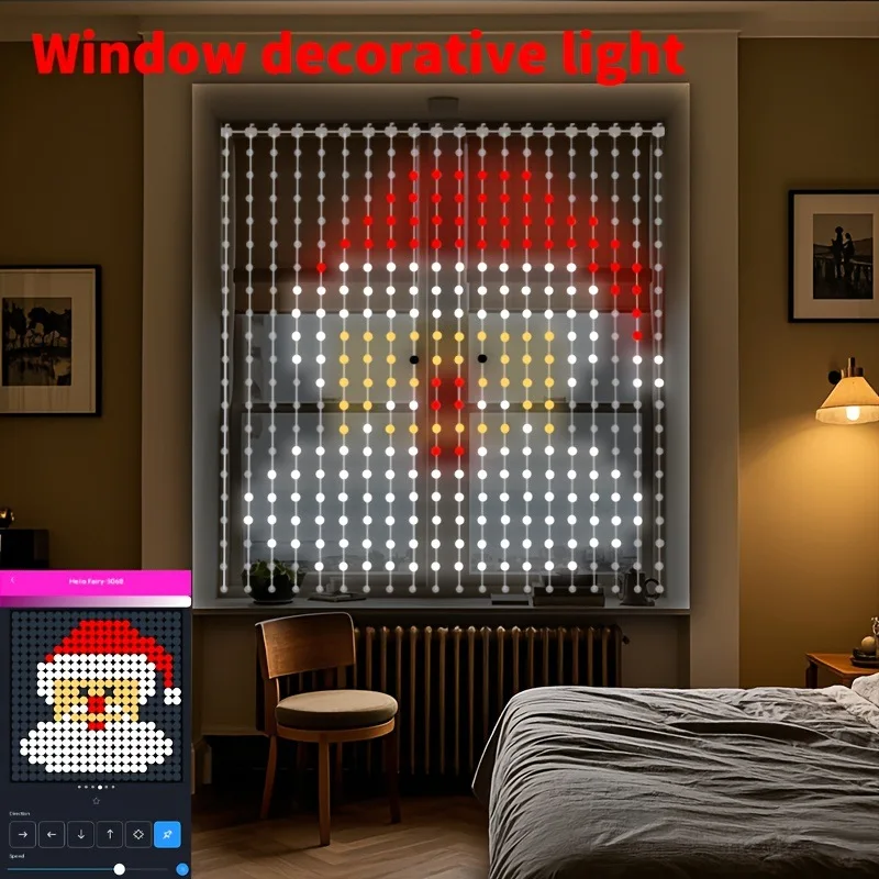 LED Curtain Lights App Control DIY Patterns Music Sync USB Powered Fairy Ambient Lights Indoor Outdoor Party Window Decoration