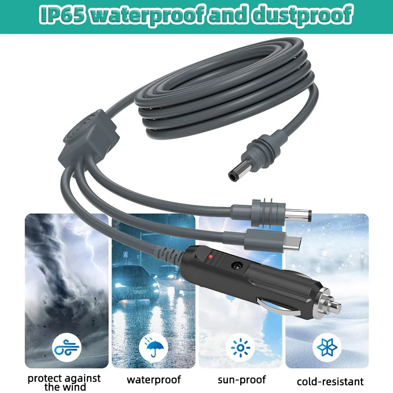 Starlink Mini 3-in-1 Power hdmi Cable – Type-C/DC/Cigarette Lighter 100W Fast Charge Waterproof & Durable for Multi-Scenario Use