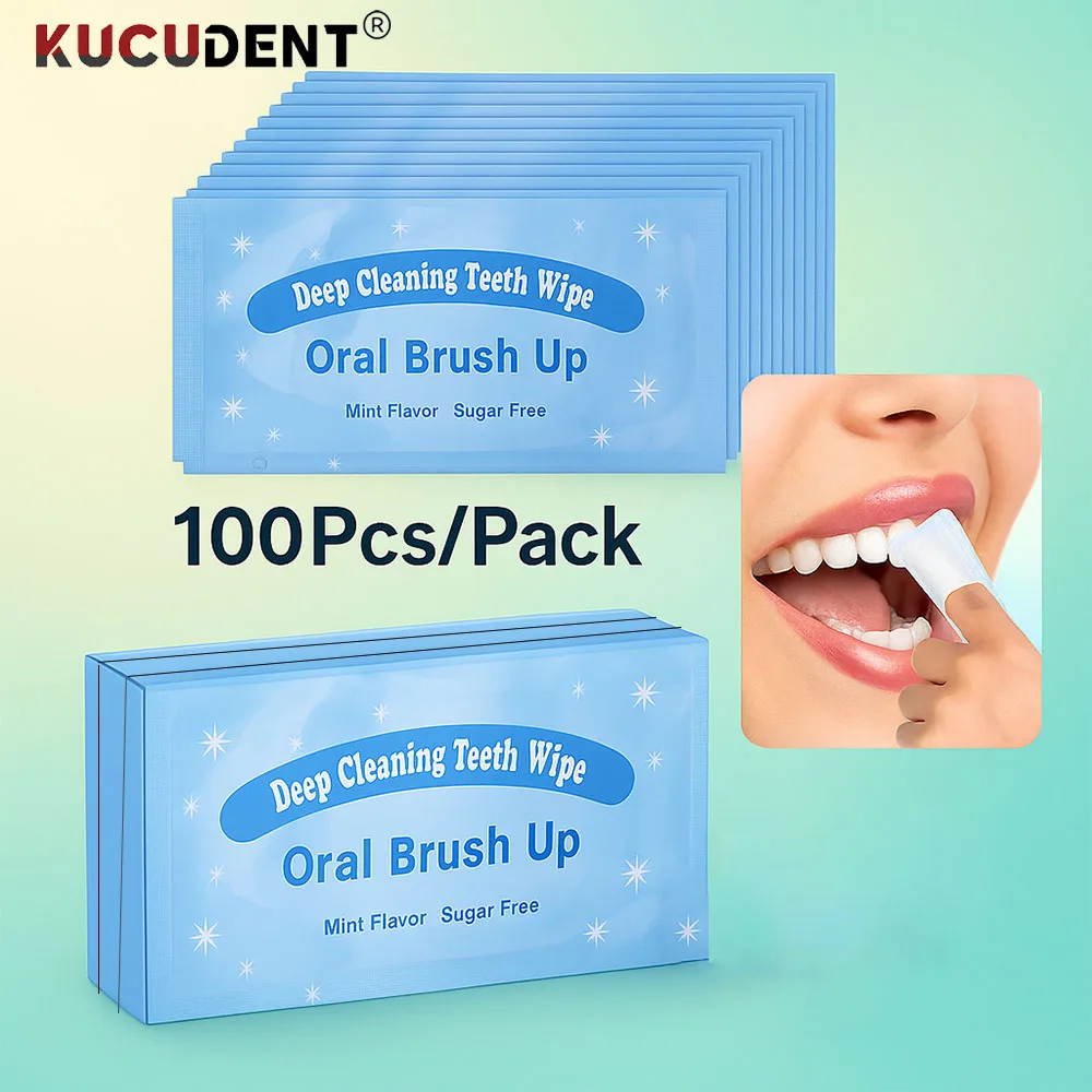 

100Pcs/Pack Disposable Deep Cleaning Teeth Wipes Textured Finger Brush Teeth Wipe Oral Care Teeth Whitening Aid Dentistry Tools