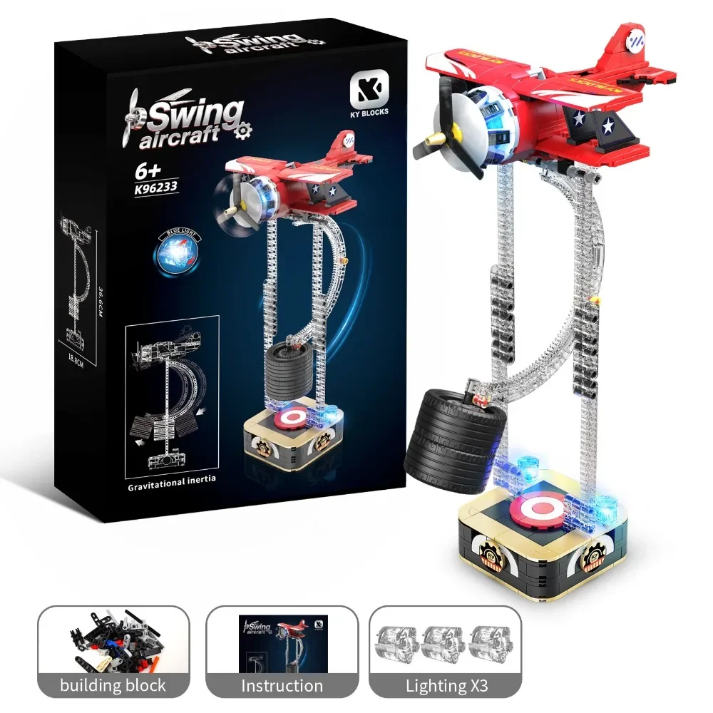 96233 Gravity Swing Space Airplane Model 460PCS Building Kit with LED Light Creative STEM Educational Toy Gift for Kids Adults