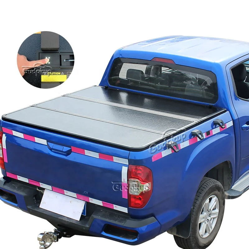 High Quality Hard Aluminum Tri Fold Back Flip Ranger Raptor Tonneau Cover for honda Ridgeline Mazda BT50 Pickup Bed Cover