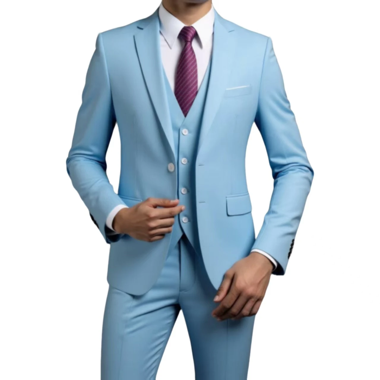 

Suit (Blazer+ Vest + Trousers) Men's Fashionable Gentleman Outdoor Trend Solid Color Casual Slim-fit Wedding Stage Costume