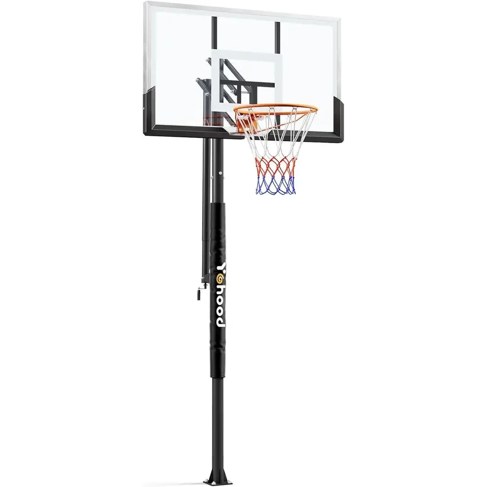 

Outdoor 10T Adjustable Height Basketball Hoop with Crank, 50 Shatterproof Polycarbonate Backboard and Steel Rim