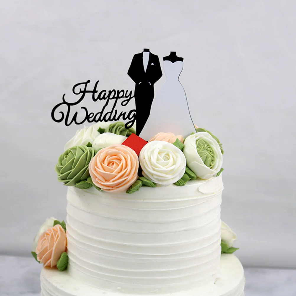 

2pcs Acrylic Cake Insert Cards Decorative Cake Toppers Wedding Birthday Party Decoration Creative Vivid Design Safe for Dessert