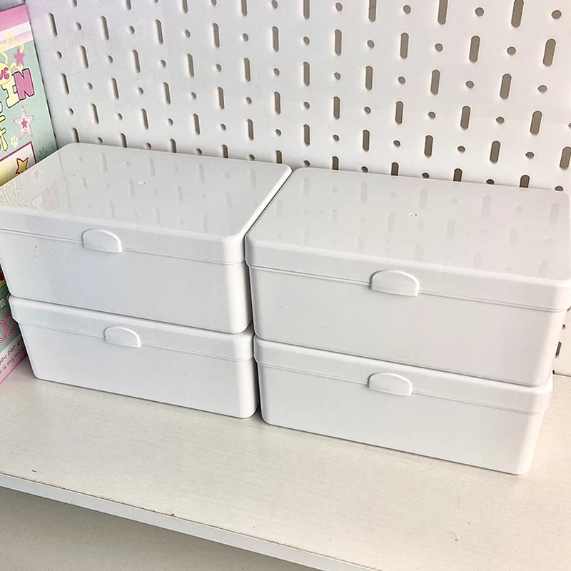 Transparent Flip Cotton Swab Storage Box Makeup Organizer Multifunctional Photocard Idol Cards Storage Containers Dustproof Box