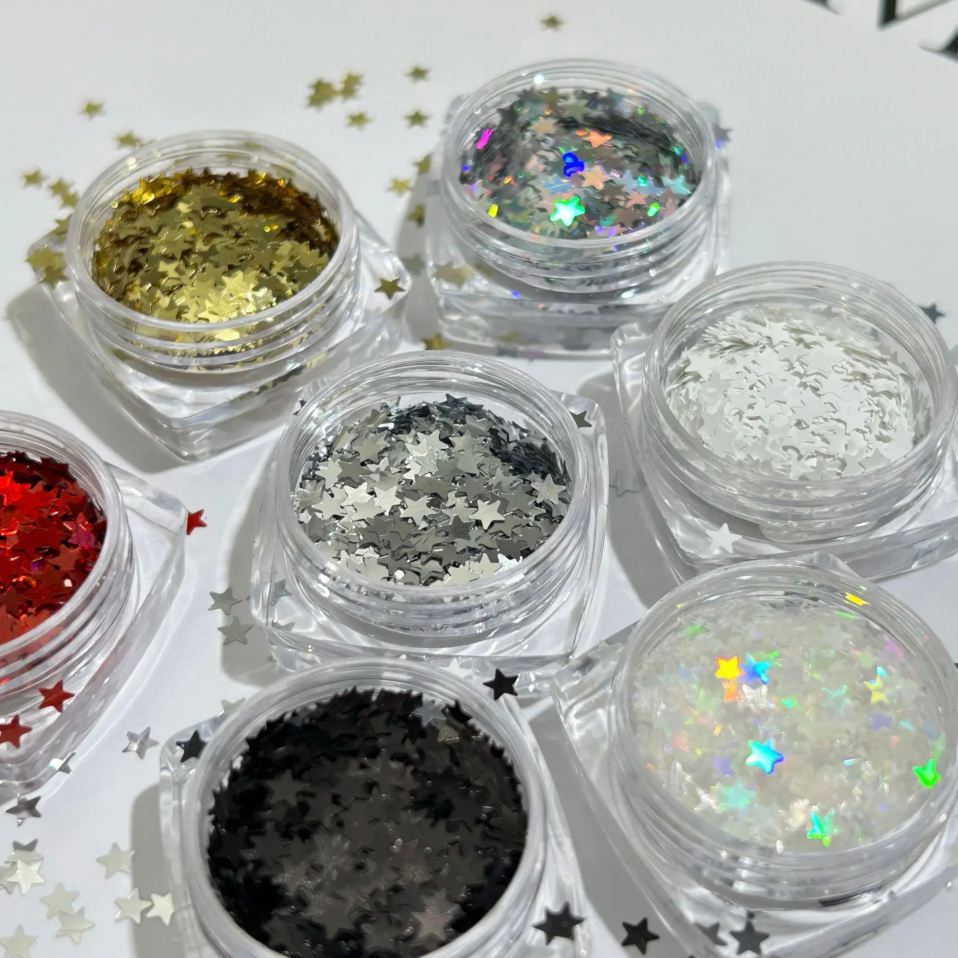 3 مم مسمار لامع اللون أبيض وأسود نجمة مسمار الفن الصيف تألق اكسسوارات الديكور