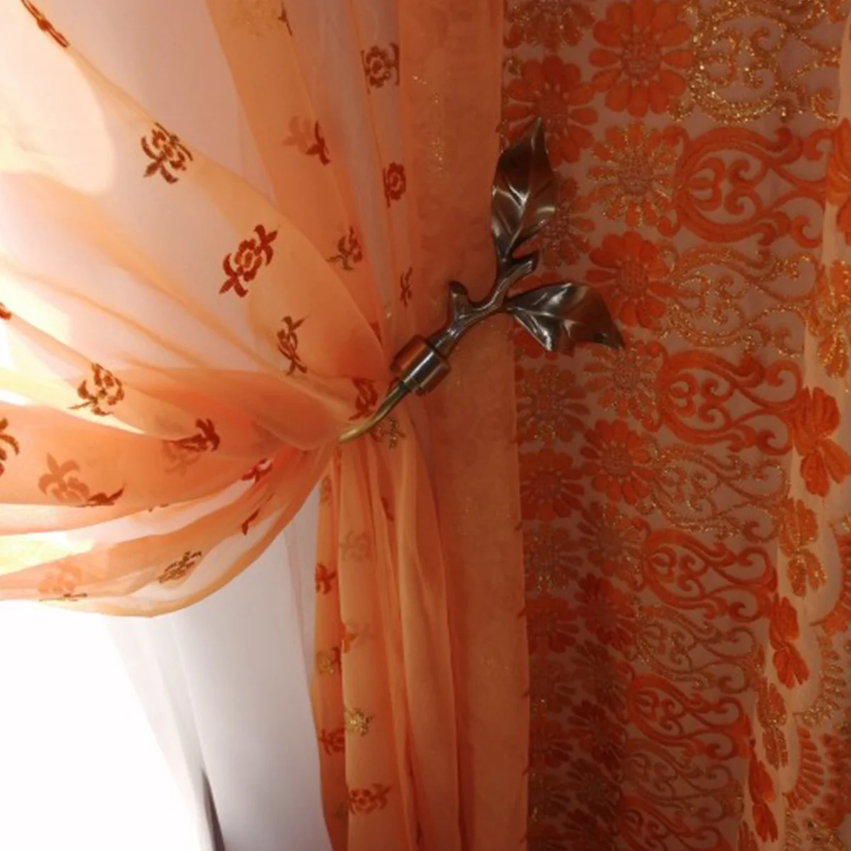 

Curtain Wall Hook Metal Holder Decorative Rustic Leaves Design Curtain Tiebacks Hooks Wall Mounted Home Household Hook