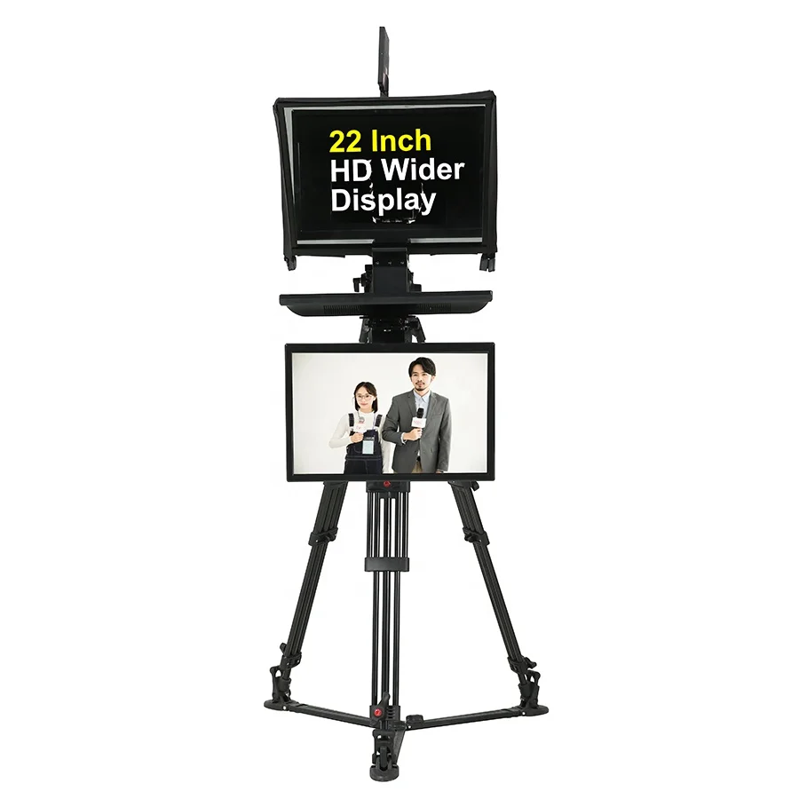 Grande Sistema Teleprompter para Interview Studio, Video Broadcast Prompter, Audio TV, 22 "Full HD Monitor, X22