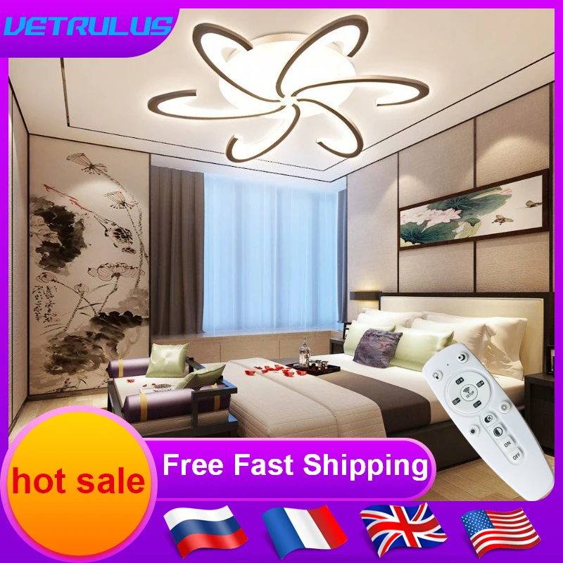 

Modern Led Chandeliers Living Dining Room Bedroom Flower Acrylic Aluminum kitchen Ceiling Lamp Home Decor Fixture Pendant Light