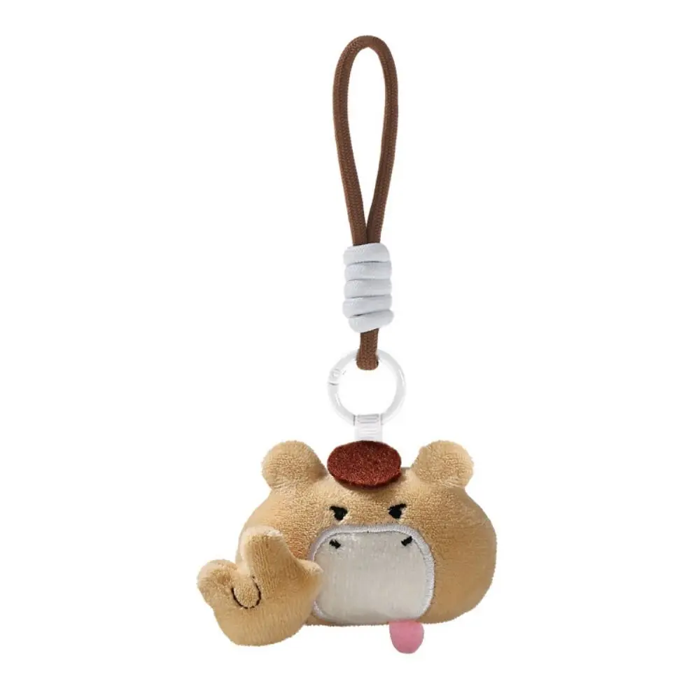 Cartoon Animal Plush Pendant Keychain Cat Dog Pig Mouse Multicolor Backpack Pendant Doll with Handrope