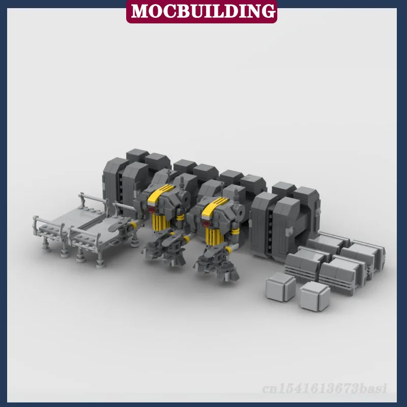 Space Series Hangar Modell Montage Bausteine MOC Außenkorridor System Sammlung Spielzeug Geschenk