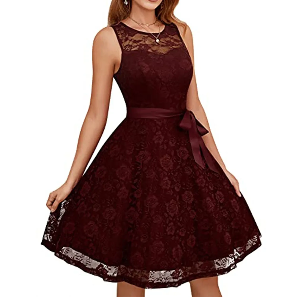

Customized Exquisite Mother of the Bride Dress Women's Floral Lace Dress Short Bridesmaid Dresses with Scoop Neckline 2025